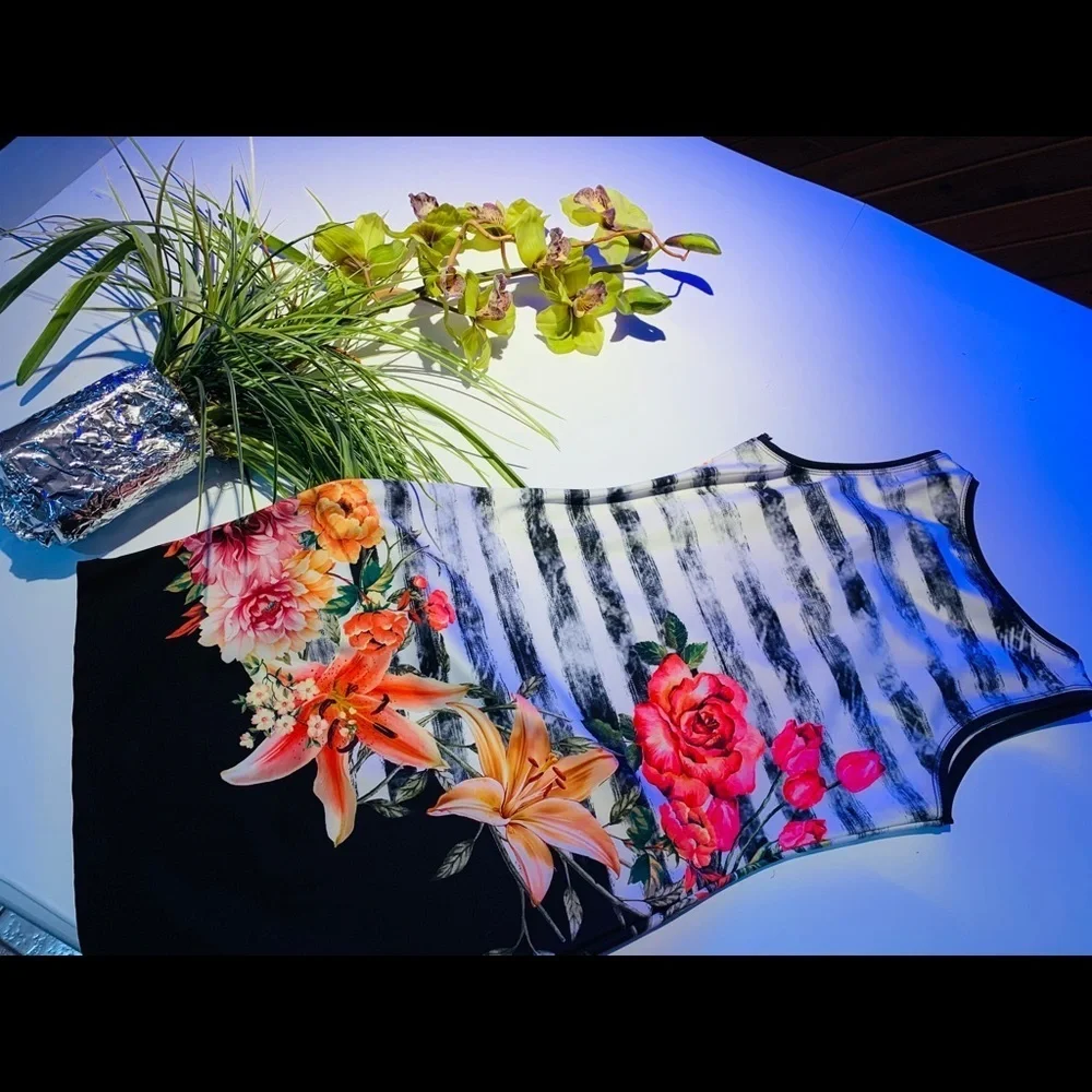 Mix Virage black & white floral dress size L - Picture 6 of 6